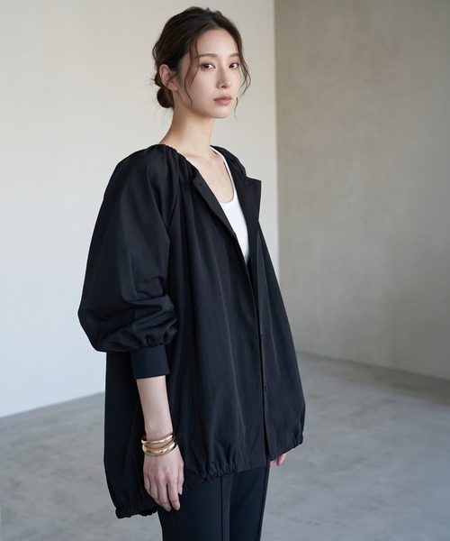 STYLE DELI(スタイルデリ)の「【BLK001】バルーンブルゾン(ナイロンジャケット・レディース・グレー/ブラック・FREE)」の3枚目の写真