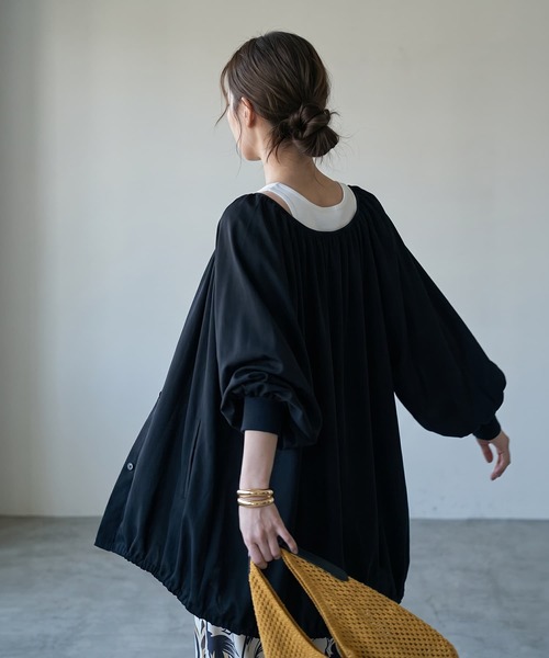 STYLE DELI(スタイルデリ)の「【BLK001】バルーンブルゾン(ナイロンジャケット・レディース・グレー/ブラック・FREE)」の4枚目の写真