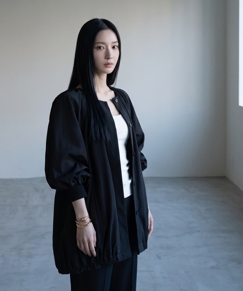 STYLE DELI(スタイルデリ)の「【BLK001】バルーンブルゾン(ナイロンジャケット・レディース・グレー/ブラック・FREE)」の7枚目の写真