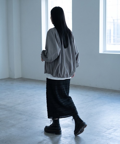 STYLE DELI(スタイルデリ)の「【BLK001】バルーンブルゾン(ナイロンジャケット・レディース・グレー/ブラック・FREE)」の9枚目の写真