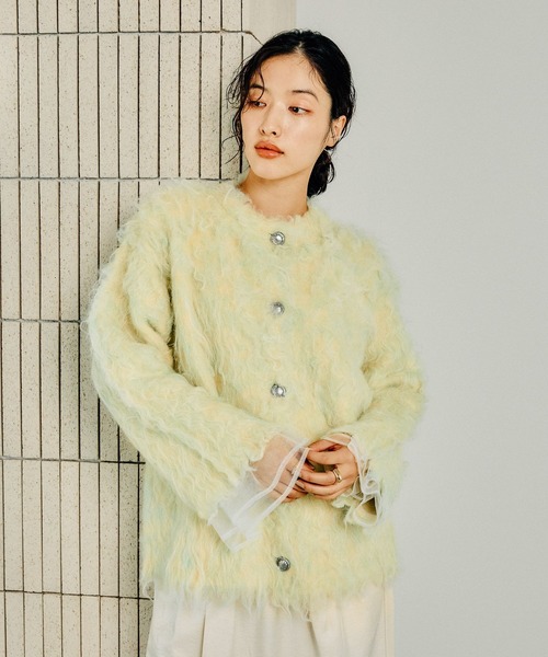 極美品✨定価3.2万 起毛ブルゾン カーディガン ホワイト lepivot 楽天市場】ボア シャギー 長袖 ニット カーディガン レディース