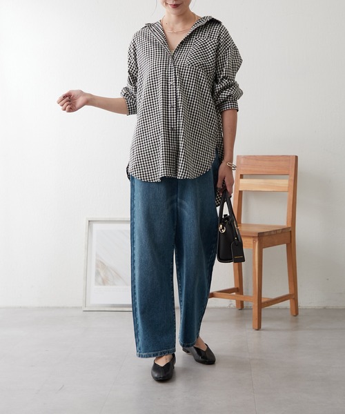 continuer de NICE CLAUP（コンティニューデナイスクラップ）の「秋のBigチェックシャツ（シャツ/ブラウス・レディース・ブラック系その他/グレー系その他2・FREE）」の7枚目の写真