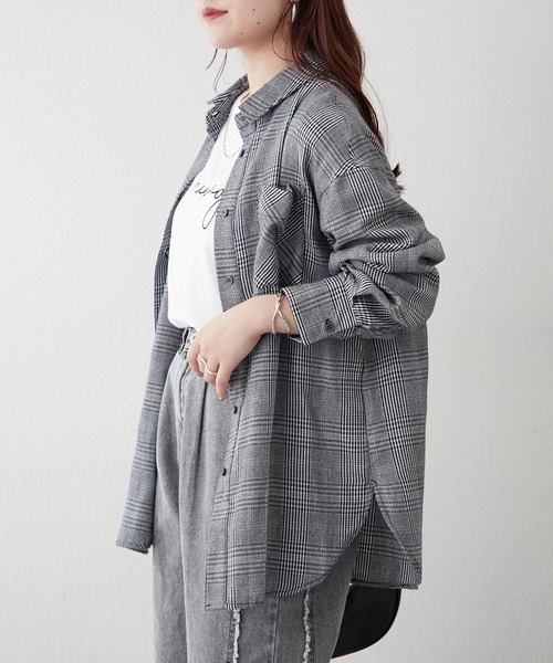 continuer de NICE CLAUP（コンティニューデナイスクラップ）の「秋のBigチェックシャツ（シャツ/ブラウス・レディース・ブラック系その他/グレー系その他2・FREE）」の22枚目の写真