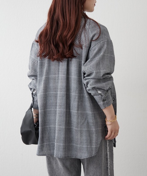 continuer de NICE CLAUP（コンティニューデナイスクラップ）の「秋のBigチェックシャツ（シャツ/ブラウス・レディース・ブラック系その他/グレー系その他2・FREE）」の12枚目の写真