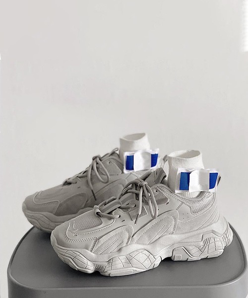 shoes365(シューズスリーシックスファイヴ)の「【shoes365】パッチワーク凹凸感厚底スニーカー(スニーカー・メンズ・ブラック/グレー/ベージュ/ホワイト・24.5cm/25.0cm/25.5cm/26.0cm/26.5cm/27.0cm)」の4枚目の写真