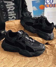 【shoes365】パッチワーク凹凸感厚底スニーカー