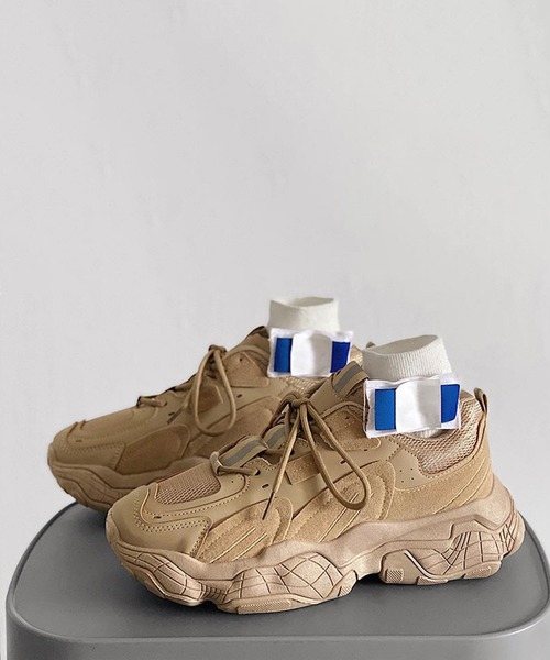 shoes365(シューズスリーシックスファイヴ)の「【shoes365】パッチワーク凹凸感厚底スニーカー(スニーカー・メンズ・ブラック/グレー/ベージュ/ホワイト・24.5cm/25.0cm/25.5cm/26.0cm/26.5cm/27.0cm)」の13枚目の写真