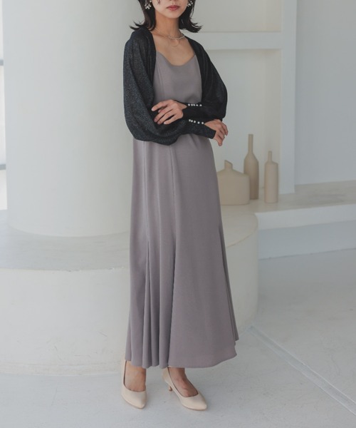 ドルマンスリーブシャイニーニットボレロ 薄手 結婚式パーティー