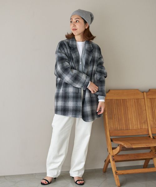 Spick & Span（スピックアンドスパン）の「カシミヤニット帽（ニットキャップ/ビーニー・レディース・イエロー/グレー・FREE）」の3枚目の写真