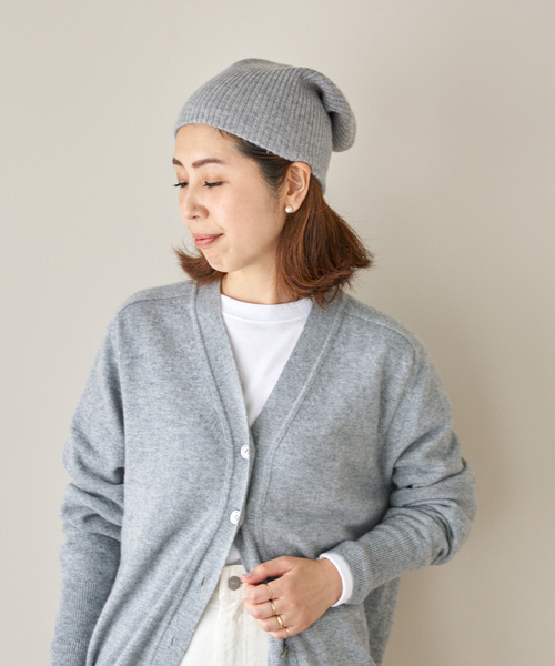 Spick & Span（スピックアンドスパン）の「カシミヤニット帽（ニットキャップ/ビーニー・レディース・イエロー/グレー・FREE）」の6枚目の写真