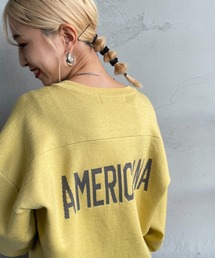 [Americana×JEANS FACTORY/アメリカーナ×ジーンズファクトリー] 別注 バックロゴデザインジャガードニット