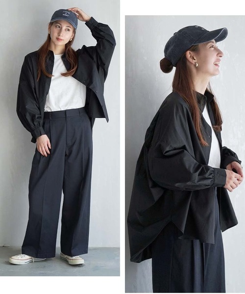 e-zakkamania stores(イーザッカマニアストアーズ)の「バックギャザー ボリュームスリーブ ブラウス(シャツ/ブラウス・レディース・アイボリー/ブラック/ストライプ・フリー)」の10枚目の写真