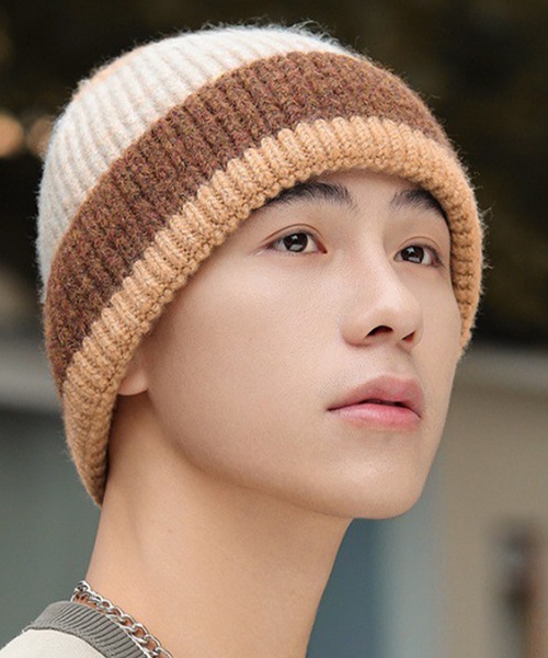 セール】ウィメンズ マルチボーダーカラーニットキャップビーニー