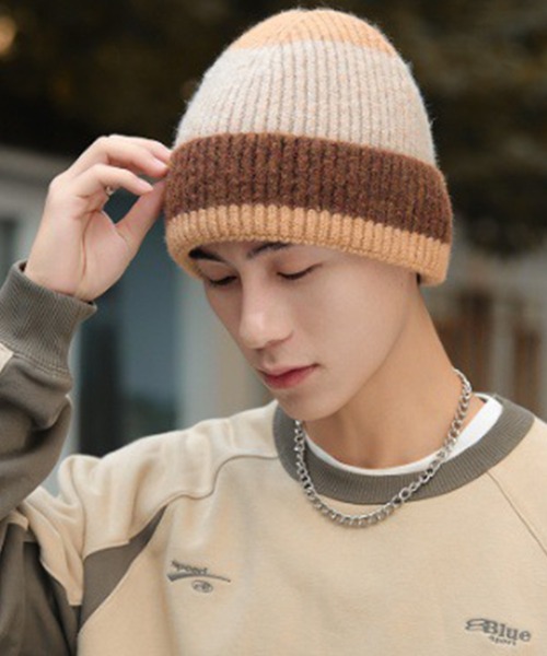 セール】ウィメンズ マルチボーダーカラーニットキャップビーニー