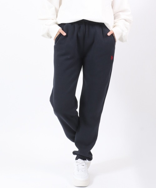 U.S. POLO ASSN.（ユーエスポロアッスン）の「U.S. POLO ASSN.（ユーエスポロアッスン）ワンポイントロゴ刺繍裏起毛スウェットジョガーパンツ レディース（スウェットパンツ・レディース・スミクロ/ブラック/グレー/ネイビー・L/M）」の4枚目の写真