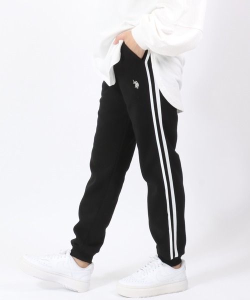 U.S. POLO ASSN.（ユーエスポロアッスン）の「U.S. POLO ASSN.（ユーエスポロアッスン）ワンポイントロゴ刺繍裏起毛スウェットジョガーパンツ レディース（スウェットパンツ・レディース・スミクロ/ブラック/グレー/ネイビー・L/M）」の2枚目の写真