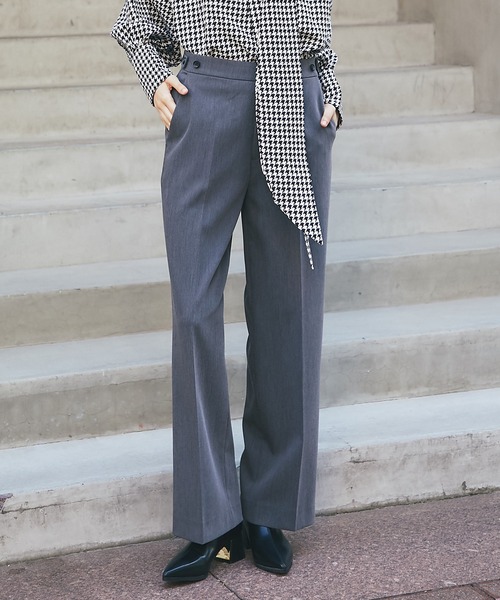 SMILE ORCHID(スマイルオーキッド)の「スラックスワイドパンツ(スーツパンツ・レディース・ネイビー/グレー/ブラック・L/M/S)」の1枚目の写真