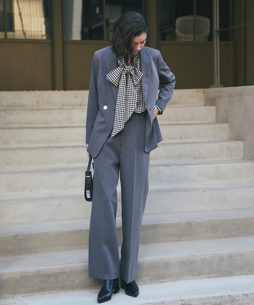 SMILE ORCHID(スマイルオーキッド)の「スラックスワイドパンツ(スーツパンツ・レディース・ネイビー/グレー/ブラック・L/M/S)」の4枚目の写真