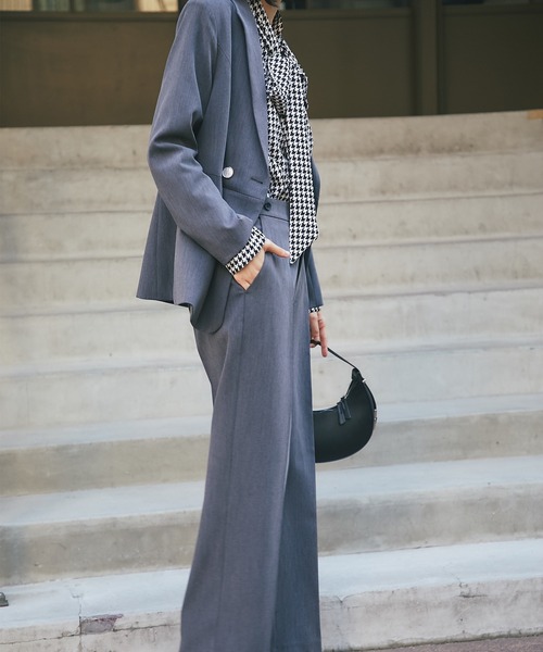 SMILE ORCHID(スマイルオーキッド)の「スラックスワイドパンツ(スーツパンツ・レディース・ネイビー/グレー/ブラック・L/M/S)」の6枚目の写真