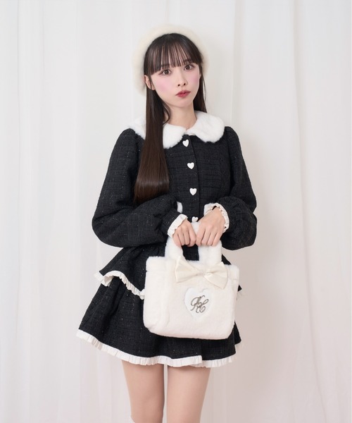 Honey Cinnamon（ハニーシナモン）の「ハートロゴリボン付きエコファーバッグ（ハンドバッグ・レディース・ホワイト/ピンク・FREE）」の17枚目の写真