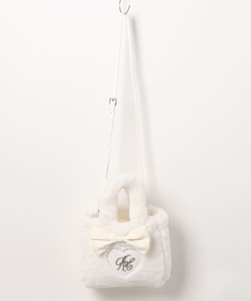 ハートロゴリボン付きエコファーバッグ（ハンドバッグ）｜Honey