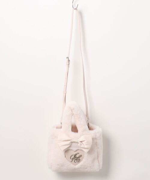 ハートロゴリボン付きエコファーバッグ（ハンドバッグ）｜Honey