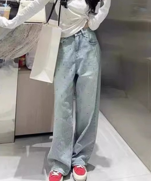 Ritzy(リッツィー)の「スタッズ ワイドストレート デニムパンツ(デニムパンツ・レディース・ブルー・S/L)」の4枚目の写真