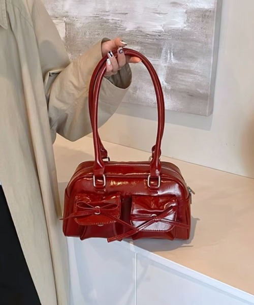 almo（アルモ）の「リボン付きボストンバッグ(se)（ボストンバッグ・レディース・レッド/ブラック/シルバー・FREE）」の3枚目の写真