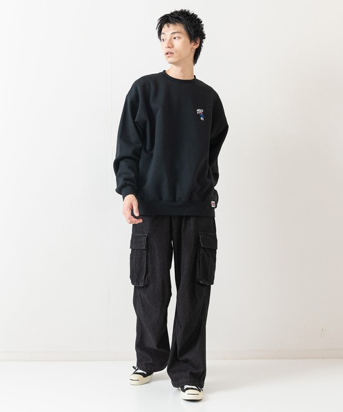 BEN DAVIS（ベンデイビス）の「【BEN DAVIS/ベンデイビス】ヘビーウェイト裏起毛クルーネックスウェット オーバーサイズ 裏起毛 ストリート  ロゴ ワンポイント刺繍 スウェット トレーナー/レディース メンズ（スウェット・メンズ・ライトグリーン/グレー/ブラック・LARGE/MEDIUM）」の5枚目の写真