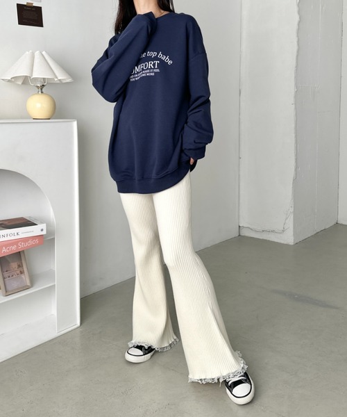 CLEA（クレア）の「フリルレースリブニットパンツ（その他パンツ・レディース・アイボリー/グレー/ブラック/ライトグレー/ブラウン・FREE）」の13枚目の写真