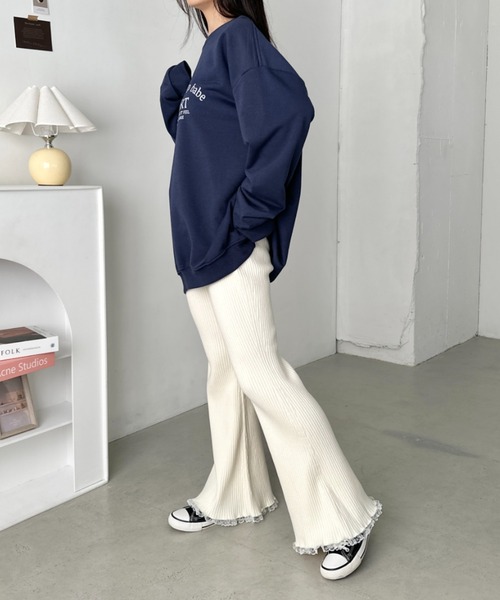 CLEA（クレア）の「フリルレースリブニットパンツ（その他パンツ・レディース・アイボリー/グレー/ブラック/ライトグレー/ブラウン・FREE）」の14枚目の写真