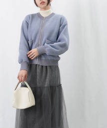 LUCA/LADY LUCK LUCA | LC/LLL ナイロンフェザージップジャケット / クルーネックニットブルゾン(カーディガン/ボレロ)