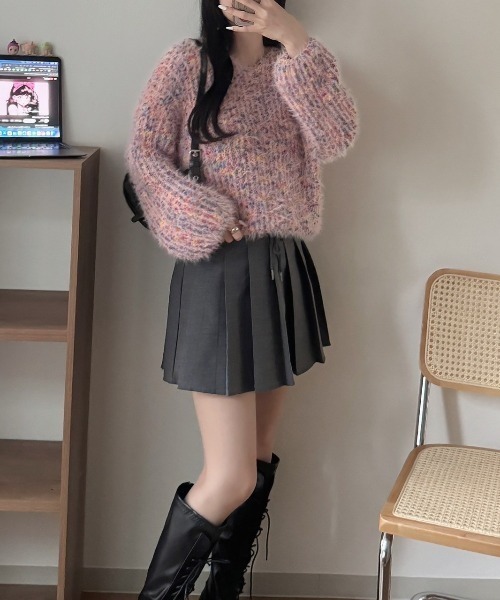 nemne store(ネンネストア)の「《Delfy》カラーネップシャギーニット(カーディガン/ボレロ・レディース・ピンク系/ベージュ系・フリー)」の3枚目の写真