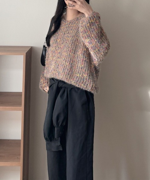 nemne store(ネンネストア)の「《Delfy》カラーネップシャギーニット(カーディガン/ボレロ・レディース・ピンク系/ベージュ系・フリー)」の5枚目の写真