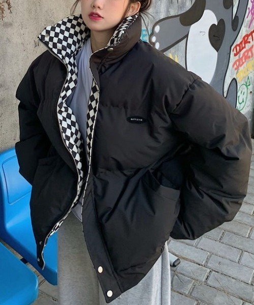 【セール】オーバーサイズ裏配色中綿ブルゾン（ダウンジャケット/コート）｜Gs（ジーエス）