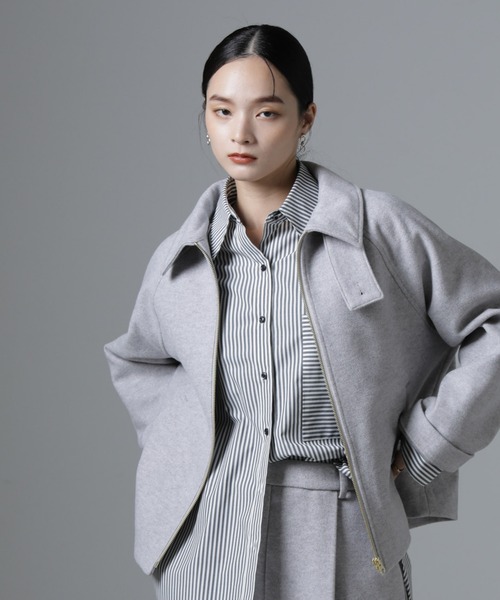 【セール】ジャージーメルトンスタンドカラージップブルゾン（ブルゾン）｜nano･universe（ナノユニバース）