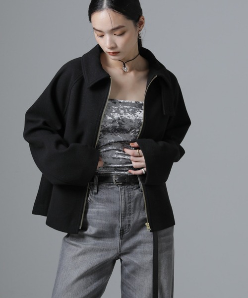 1PIU1UGUALE3GOLFスタンドカラーバイカラーブルゾンジャージー ハイブリッドモッサスタンドカラーブルゾン｜メンズファッション