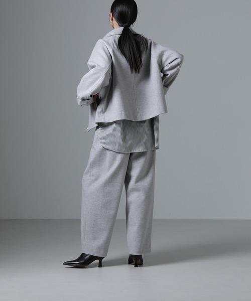 NANO universe（ナノユニバース）の「ジャージーメルトンスタンドカラージップブルゾン（ブルゾン・レディース・ブラック/ライトグレー/ベージュ・FREE）」の12枚目の写真