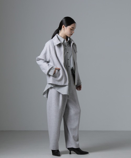 NANO universe（ナノユニバース）の「ジャージーメルトンスタンドカラージップブルゾン（ブルゾン・レディース・ブラック/ライトグレー/ベージュ・FREE）」の13枚目の写真