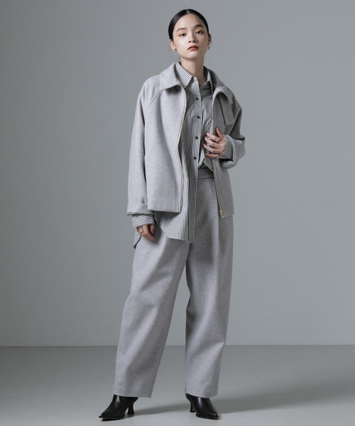 NANO universe（ナノユニバース）の「ジャージーメルトンスタンドカラージップブルゾン（ブルゾン・レディース・ブラック/ライトグレー/ベージュ・FREE）」の10枚目の写真