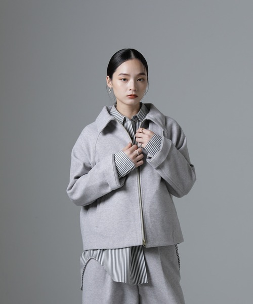 NANO universe（ナノユニバース）の「ジャージーメルトンスタンドカラージップブルゾン（ブルゾン・レディース・ブラック/ライトグレー/ベージュ・FREE）」の9枚目の写真