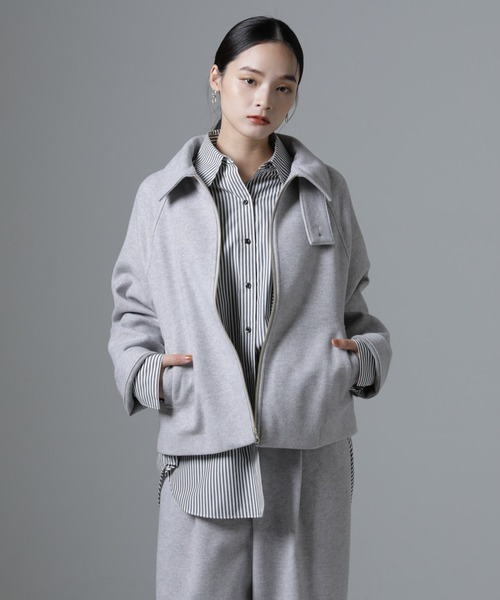 NANO universe（ナノユニバース）の「ジャージーメルトンスタンドカラージップブルゾン（ブルゾン・レディース・ブラック/ライトグレー/ベージュ・FREE）」の7枚目の写真