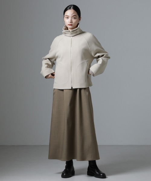 NANO universe（ナノユニバース）の「ジャージーメルトンスタンドカラージップブルゾン（ブルゾン・レディース・ブラック/ライトグレー/ベージュ・FREE）」の19枚目の写真