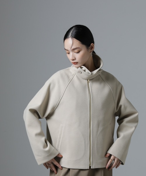 NANO universe（ナノユニバース）の「ジャージーメルトンスタンドカラージップブルゾン（ブルゾン・レディース・ブラック/ライトグレー/ベージュ・FREE）」の15枚目の写真