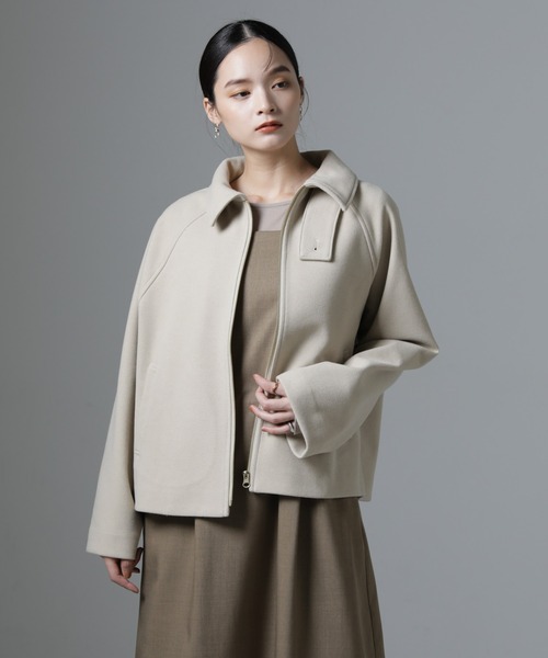 NANO universe（ナノユニバース）の「ジャージーメルトンスタンドカラージップブルゾン（ブルゾン・レディース・ブラック/ライトグレー/ベージュ・FREE）」の14枚目の写真