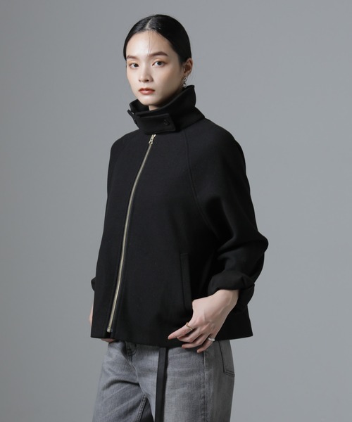 NANO universe（ナノユニバース）の「ジャージーメルトンスタンドカラージップブルゾン（ブルゾン・レディース・ブラック/ライトグレー/ベージュ・FREE）」の21枚目の写真