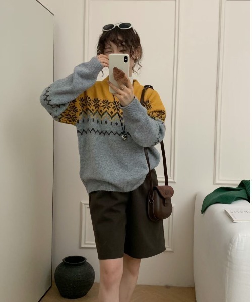 paravion（パラビオン）の「ノルディック柄ニット（ニット/セーター・レディース・グレー/ブルー/イエロー・FREE）」の8枚目の写真