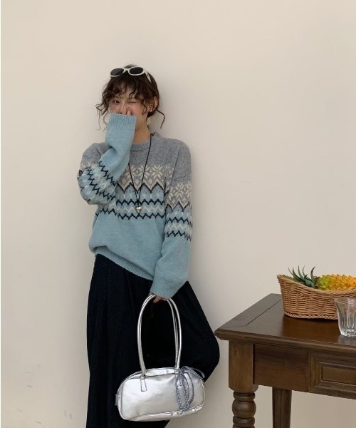 paravion（パラビオン）の「ノルディック柄ニット（ニット/セーター・レディース・グレー/ブルー/イエロー・FREE）」の10枚目の写真