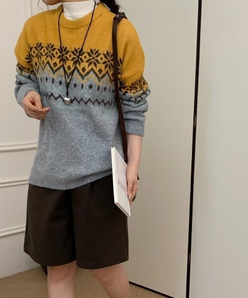 paravion（パラビオン）の「ノルディック柄ニット（ニット/セーター・レディース・グレー/ブルー/イエロー・FREE）」の7枚目の写真