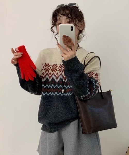 paravion（パラビオン）の「ノルディック柄ニット（ニット/セーター・レディース・グレー/ブルー/イエロー・FREE）」の11枚目の写真